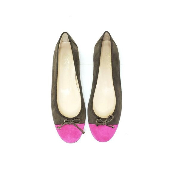 Napa Valley Flats Cap Toe Bow Suede Leather Brown Pink US 9.5 - Picture 9 of 10
